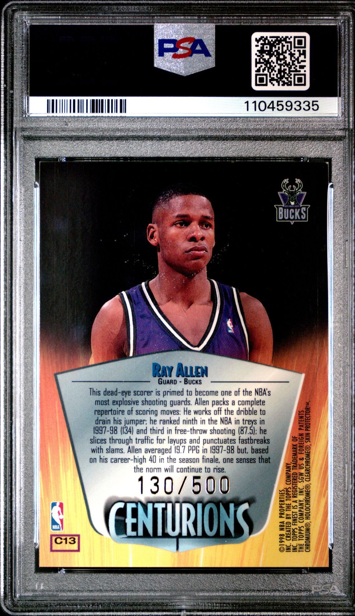 1998 Finest Centurions Ray Allen #C13 Mint 9 back