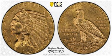 1909 $5 MS63
