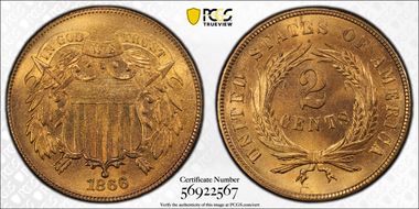 1866 2C MS66+ RD