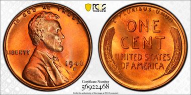 1946-D 1C MS67+ RD