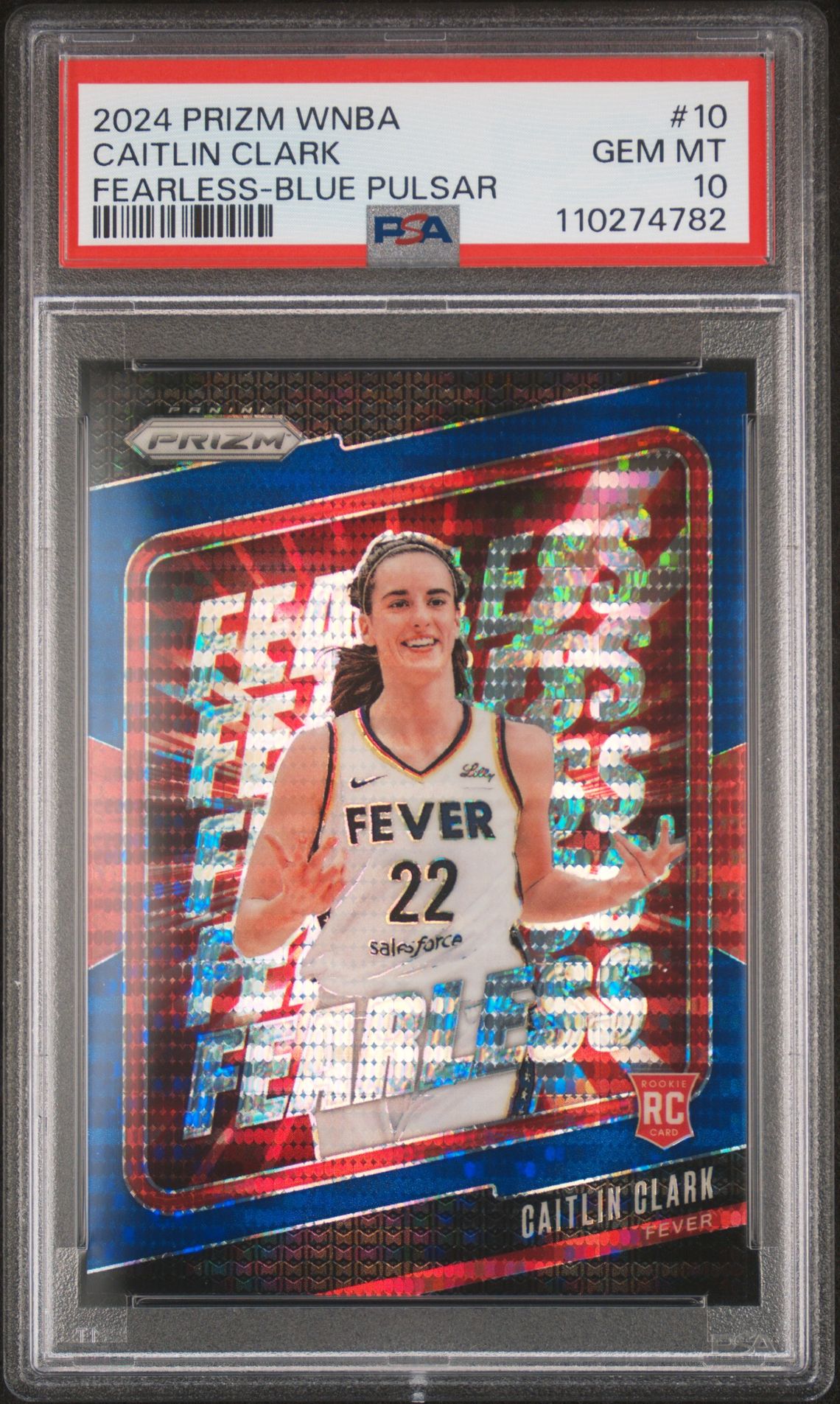 2024 Panini PANINI PRIZM WNBA FEARLESS BLUE PULSAR #10 Caitlin Clark front