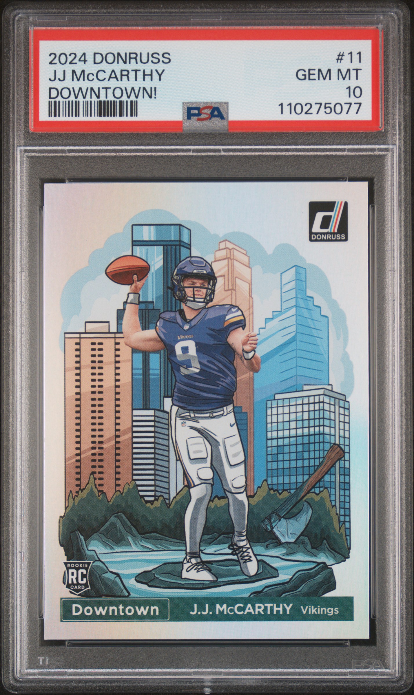 2024 Panini Donruss Downtown! Jj Mccarthy #11 Gem Mt 10 back