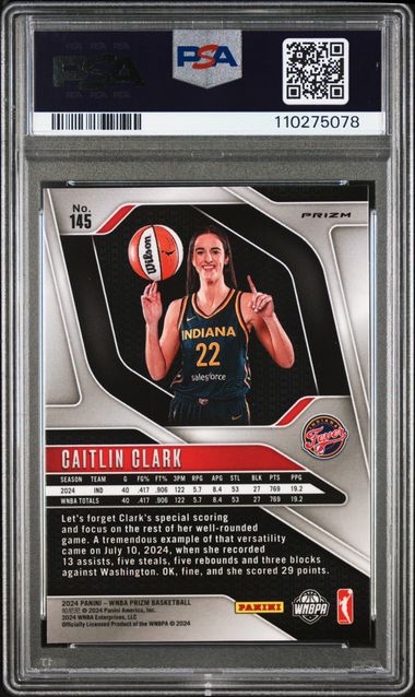 2024 Panini Prizm Wnba Caitlin Clark #145 (Silver Prizm) Mint 9 back