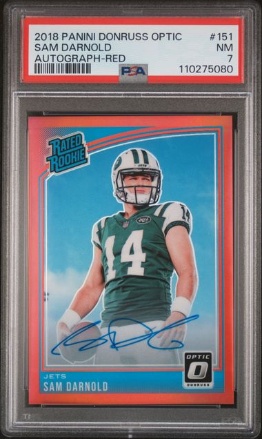 2018 Panini Donruss Optic Sam Darnold #151 (Autograph-Red) Nm 7 front