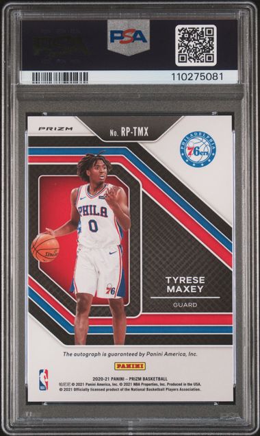2020 Panini Prizm Rookie Penmanship Tyrese Maxey #Rptmx (Rk.pnmshp-Silver Prizm) Gem Mt 10 back