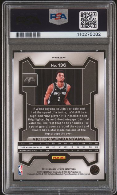 2023 Panini Prizm Victor Wembanyama #136 (Silver Prizm) Mint 9 back