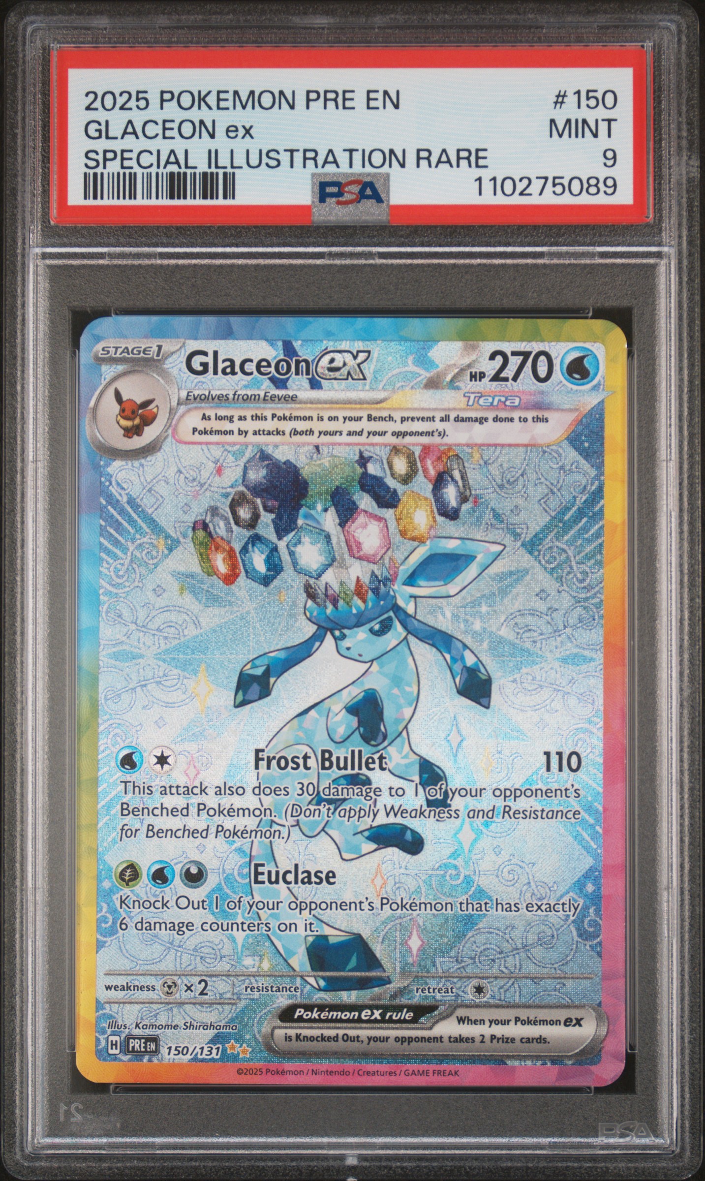 2025 Pokemon Pre En-Prismatic Evolutions Glaceon Ex #150 (Special Illustration Rare) Mint 9 front