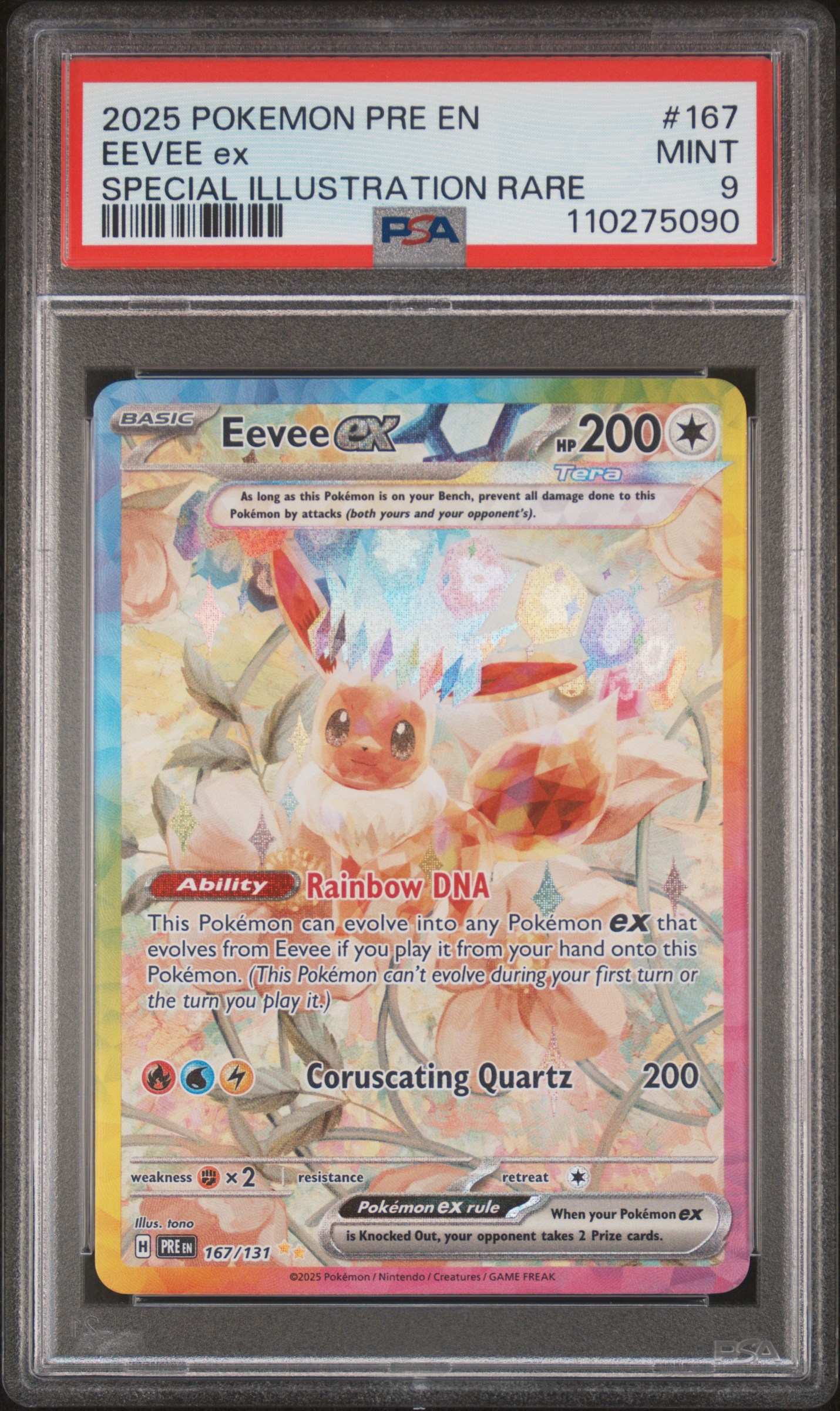 2025 Pokemon Pre En-Prismatic Evolutions Eevee Ex #167 (Special Illustration Rare) Mint 9 front