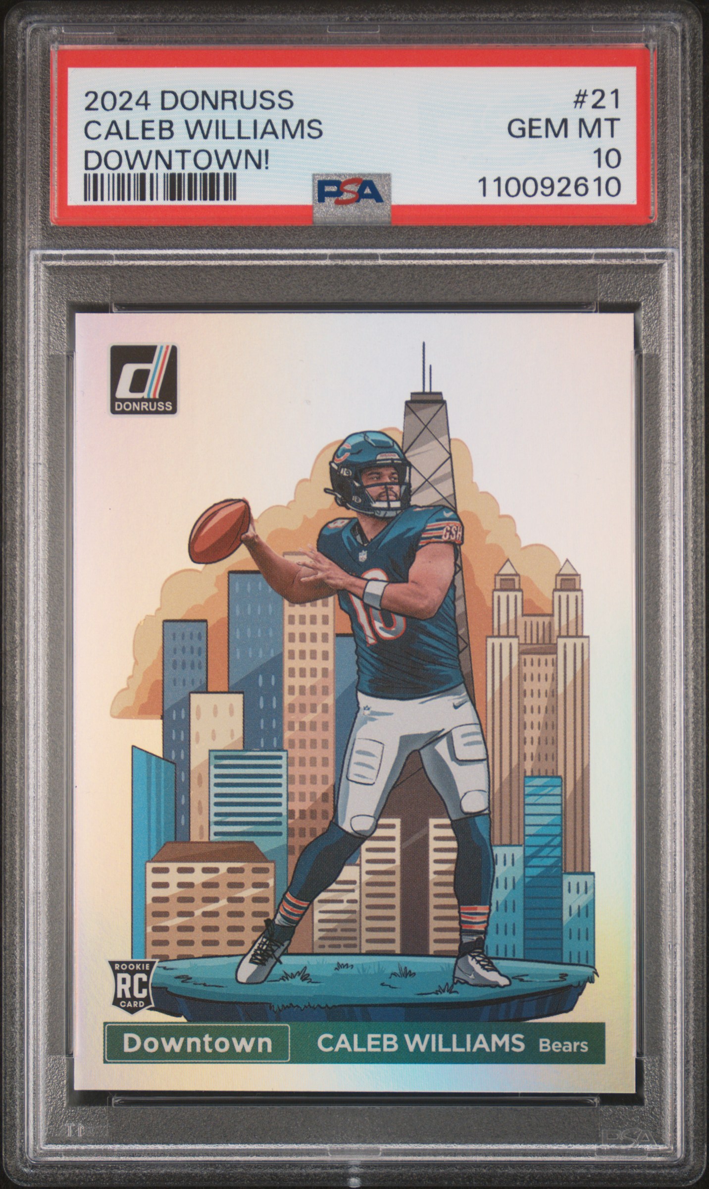 2024 Panini Donruss Downtown! Caleb Williams #21 Gem Mt 10 back