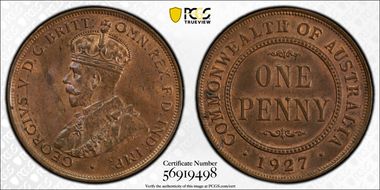 1927 (m) 1D English obverse MS64RB