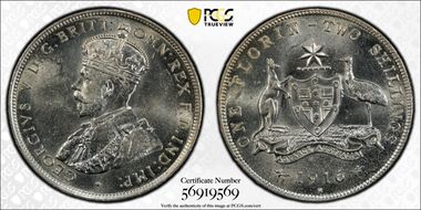 1916-M Florin KM-27  Ag MS62
