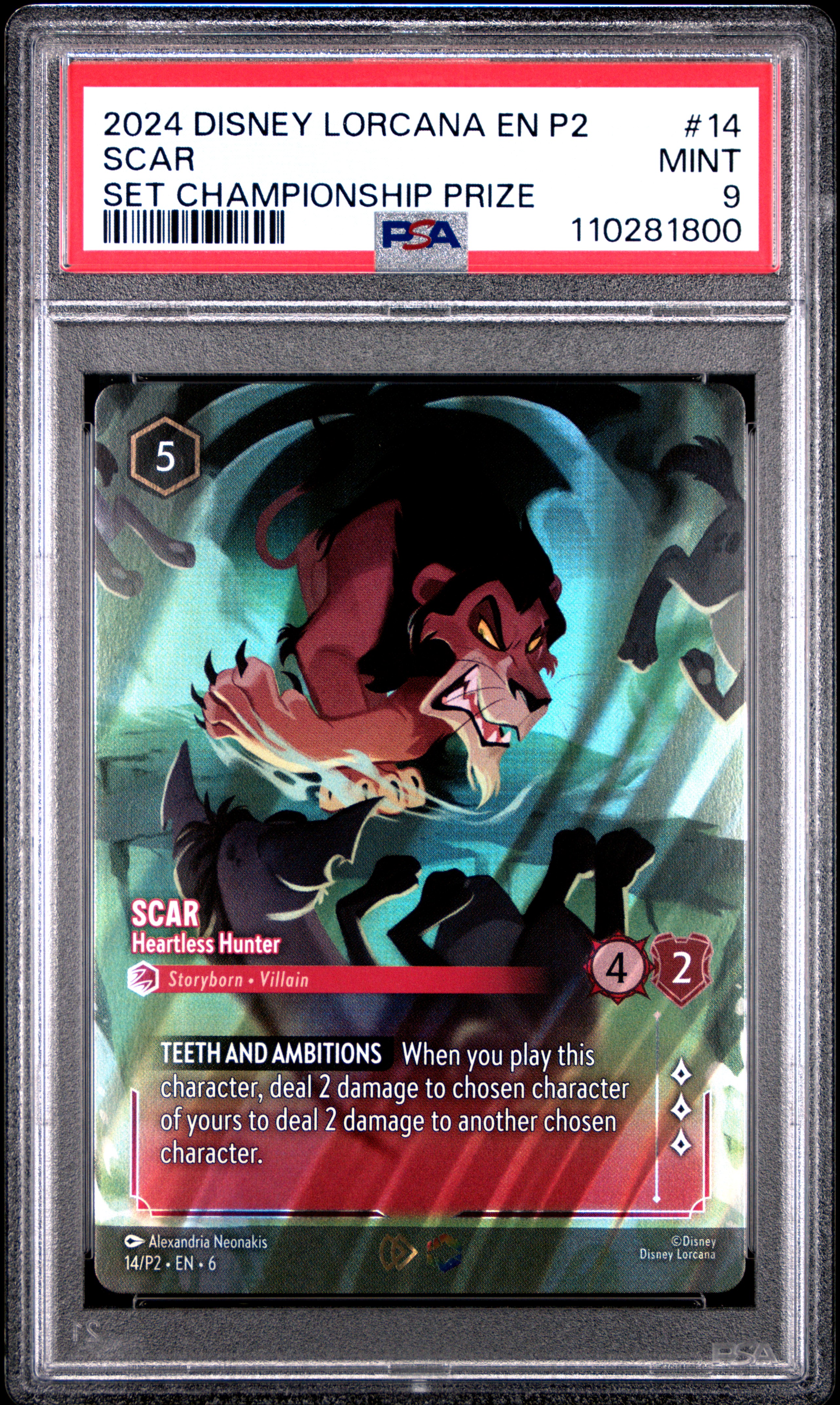 2024 #14 Scar - Heartless Hunter PSA 9 Disney Lorcana EN P2-Promo