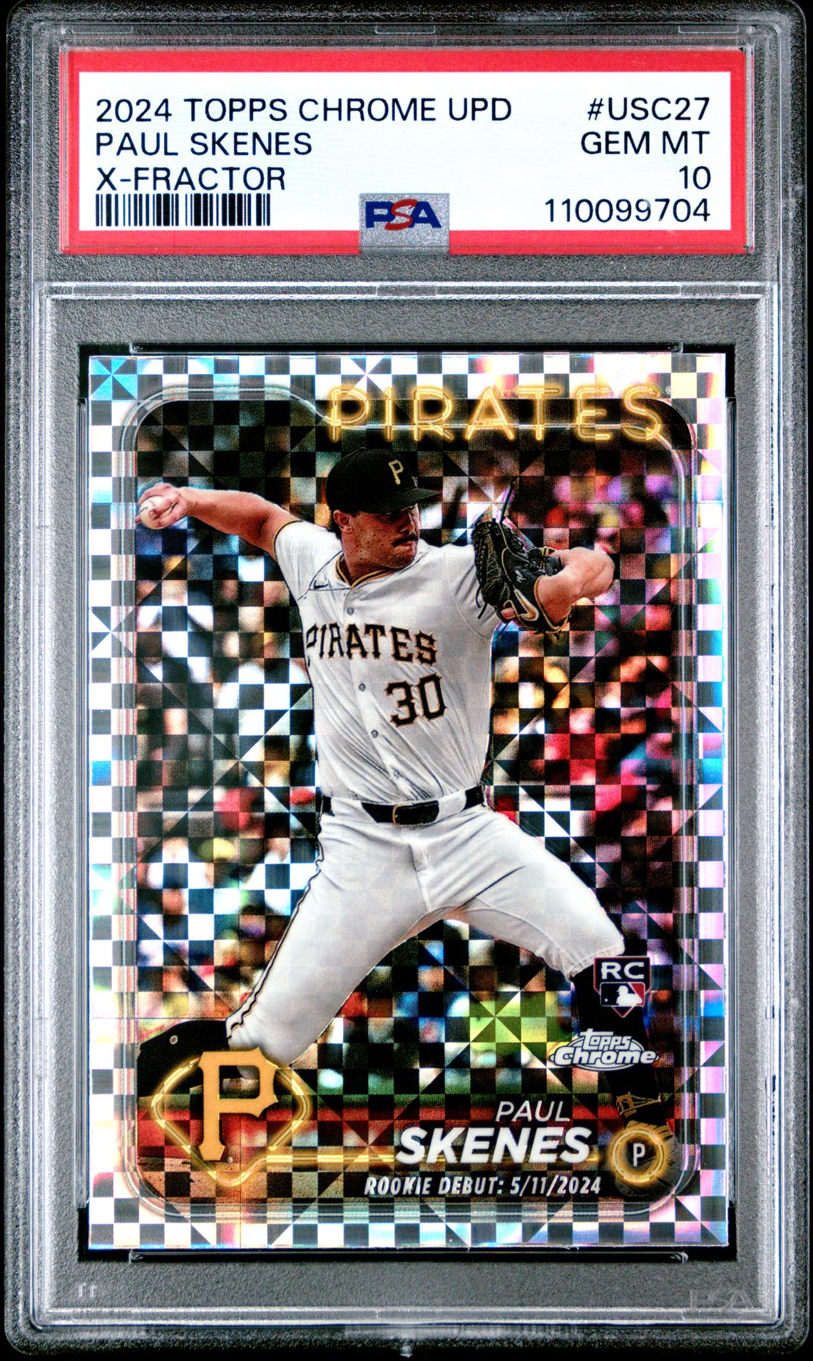 2024 Topps Chrome Update Paul Skenes #Usc27 (X-Fractor) Gem Mt 10 front