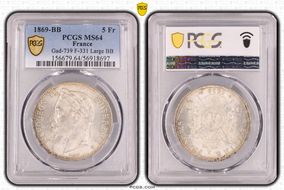 1869-BB 5 Fr Gad-739 F-331 Large BB MS64