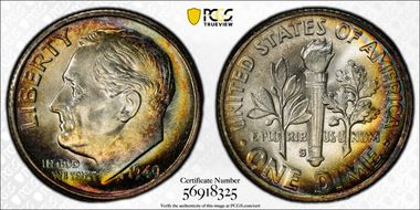 1949-S 10C MS66