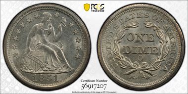 1851-O 10C MS64