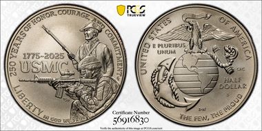 2025-S 50C USMC - 250th Anniversary MS70