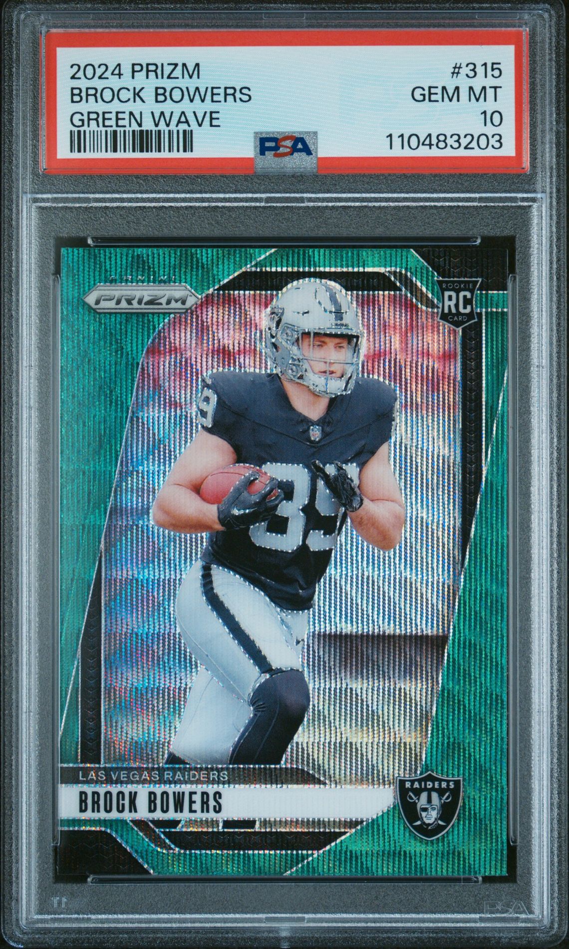 2024 Panini Prizm Brock Bowers #315 (Green Wave) Gem Mt 10 front