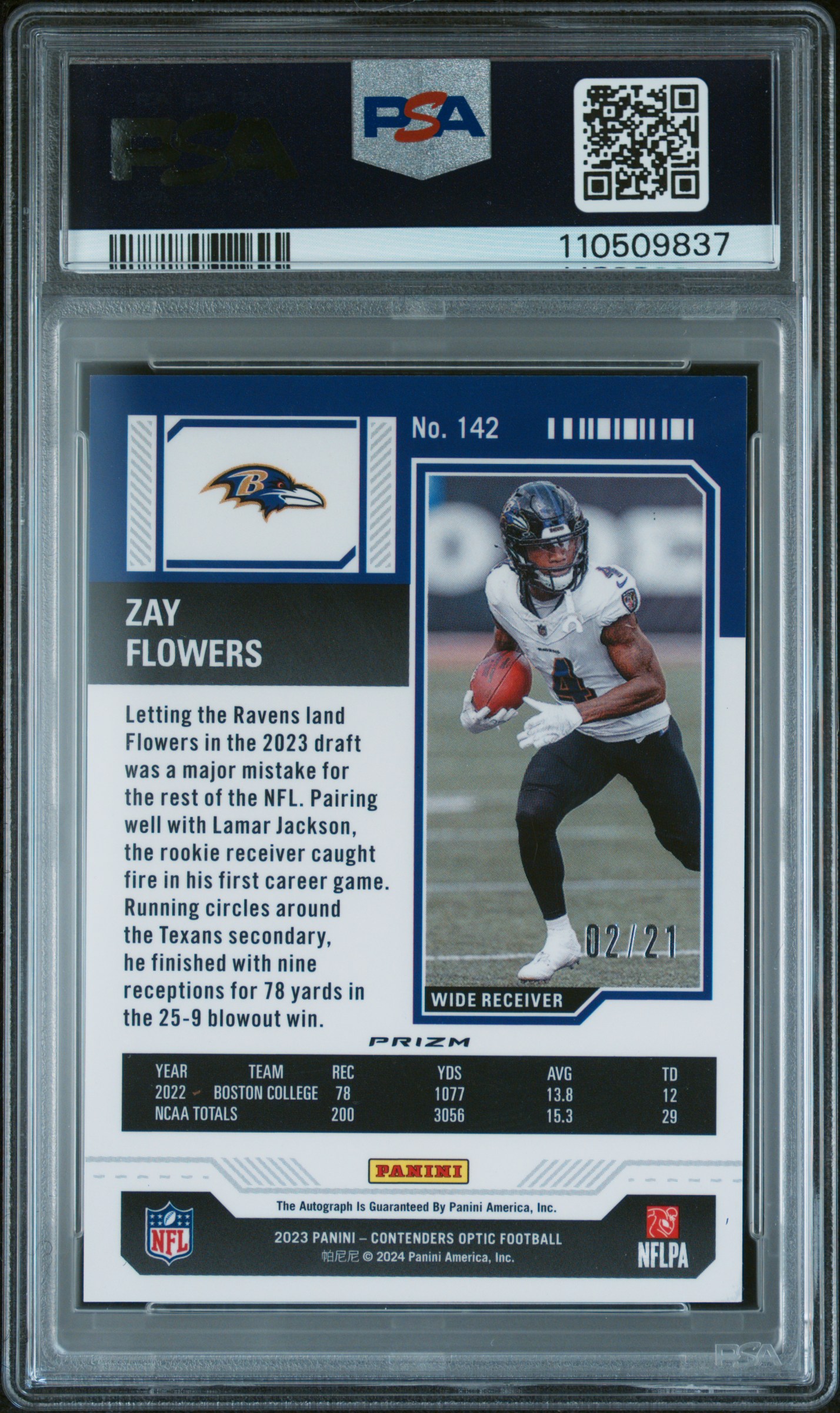 nut's 2023 Panini Contenders Optic Zay Flowers Autograph