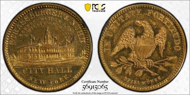 (c.1850) Token Miller NY-841 Brass Strassburger & Nuhn MS64