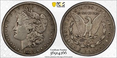 1878-S $1 VAM 22, Doubled RIB VF35
