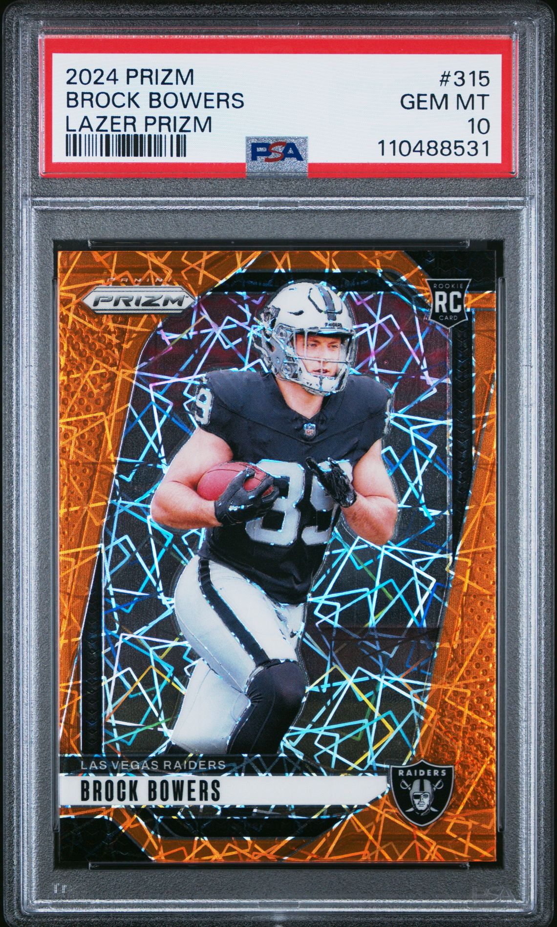 2024 Panini Prizm Brock Bowers #315 (Lazer Prizm) Gem Mt 10 front