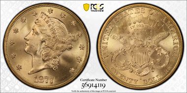 1877-S $20 Saddle Ridge Hoard MS65