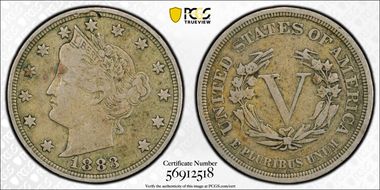 1883 5C No CENTS VF30