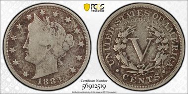 1883 5C With CENTS N1
