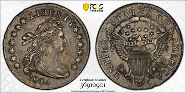 1804 10C 13 Star Reverse AU53