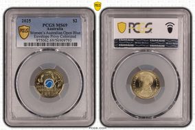 2025 $2 Women’s Australian Open Blue Envelope Privy Colorized MS69