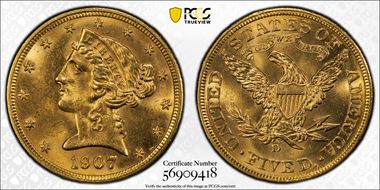 1907-D $5 MS63