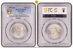 1951(m) Florin Jubilee KM-47  Ag MS64