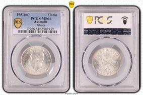 1951(m) Florin Jubilee KM-47  Ag MS64
