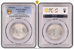 1954(m) Florin Royal Visit KM-55  Ag MS64