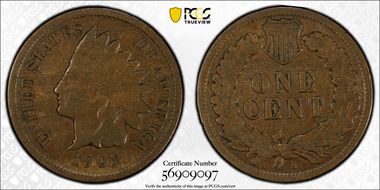 1909-S 1C Indian F15BN