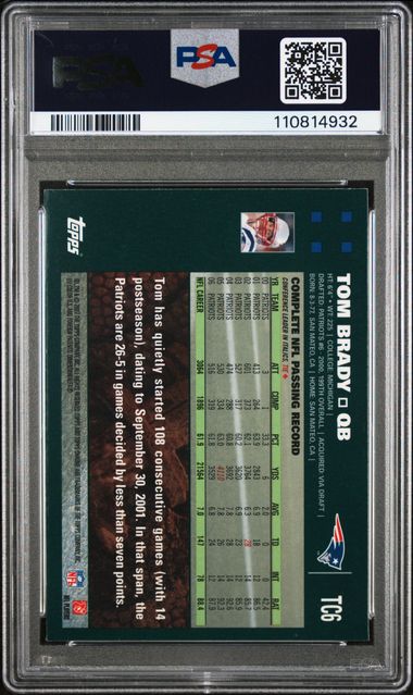 2007 Topps Chrome Tom Brady #Tc6 Mint 9 back