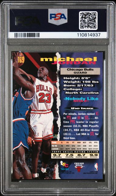 1993 Stadium Club Michael Jordan #169 Mint 9 back