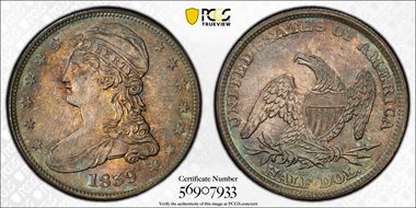 1839 50C Capped Bust MS65+ 