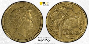 2000 $1 Mule-Struck w/10C Obv AU50