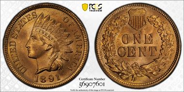 1891 1C MS65+ RD