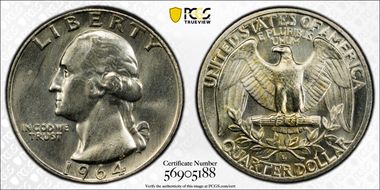 1964-D 25C Type C Reverse, FS-901 MS66+