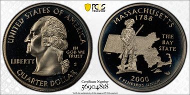 2000-S 25C Massachusetts PR69DCAM