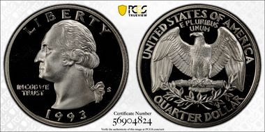 1993-S 25C Clad PR70DCAM