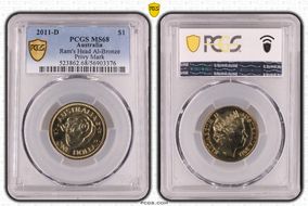 2011-D $1 Ram's Head Al-Bronze Privy Mark MS68