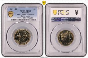 2011-H $1 Ram's Head Al-Bronze Privy Mark MS68