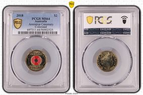 2018 $2 Armistice Centenary Colorized MS64