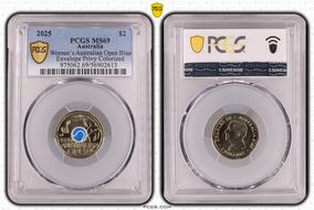 2025 $2 Women’s Australian Open Blue Envelope Privy Colorized MS69