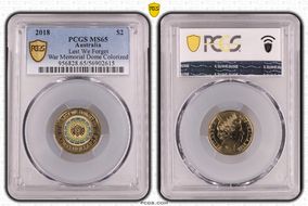 2018 $2 Lest We Forget War Memorial Dome Colorized MS65