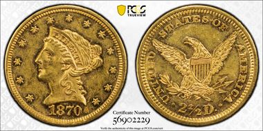 1870 $2.50 AU58